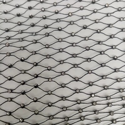 Glänzend Strasssteine Kristall Fischnetz Netz Stoff Stretch Hohl Aus DIY Kleid - Bild 1 von 4
