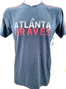 NEW Atlanta Braves MLB New Era Heathered Navy SS Crew Neck Tee Shirt Mens L - Picture 1 of 9