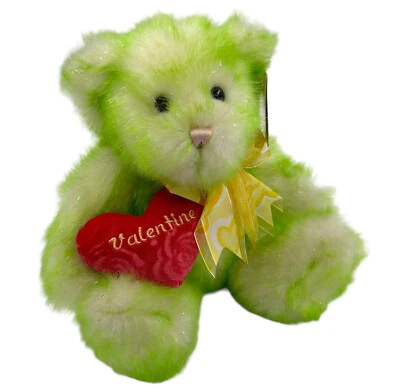 Oso de peluche de San Valentín de peluche verde brillante blanco animal de peluche de dos tonos Foto 1 de 4