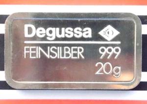 ALEMANIA DEGUSSA Barras de plata vintage de 20 gramos pura 999 barra de lingotes fina como nueva 20 g - Imagen 1 de 3