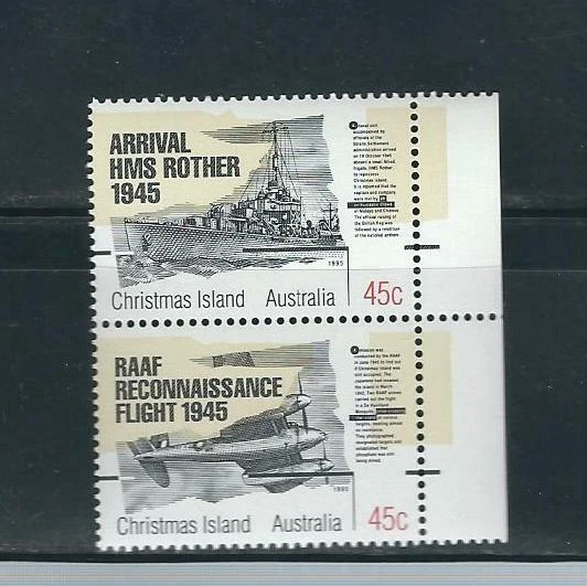 Isla de Navidad SC # 373a-b Fin de la Segunda Guerra Mundial, 50 aniversario. MNH Foto 1 de 1