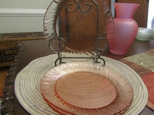 Beautiful Arcoroc Pink/peach Rosaline Swirl 8 7/8 inch Plates,France (4)GA-A-27 - Picture 1 of 7