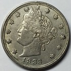 1883 LIBERTY HEAD NICKEL NO CENTS AU DETAILS# 486