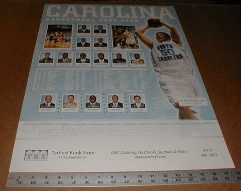 2007-2008 UNC North Carolina Tar heels Basketball Schedule poster USED Cover