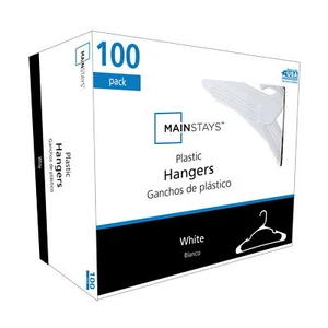 Mainstays Plastic Notched Adult Hangers for Any Clothing Type, White 100 Ct丨NEW - Picture 1 of 6