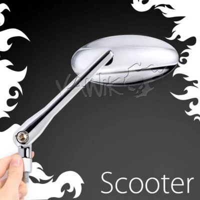 Ultra- Espejos retrovisores cromados ovalados aluminio convexo se adapta a scooter Foto 1 de 4