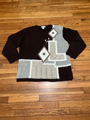 Suéter Vintage Dressbarn Mujer Talla Grande 14/16 Marrón Retro Acrílico Tejido Nuevo con Etiquetas Nuevo en Lote Antiguo Foto 1 de 4