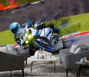 3D Motorcycle G1196 Transport Wallpaper Mural Self-adhesive Removable Honey - Picture 1 of 8