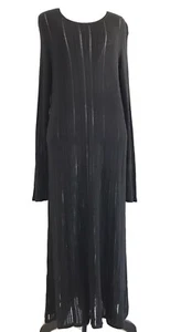 Eileen Fisher Womens Black Long Sleeve Scoop Lightweight Flare Maxi Dress Size M - Picture 1 of 9