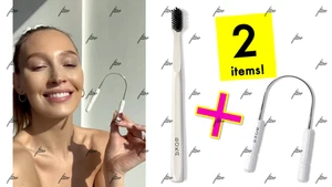 BOKA LOT WHITE CLASSIC TOOTHBRUSH + TONGUE SCRAPER RASANA STAINLESS STEEL SET ~2 - Picture 1 of 18