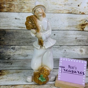 Estatuilla de cerámica de 13" Cracker Barrel hombres peregrinos acción de gracias calabazas tradiciones - Imagen 1 de 16