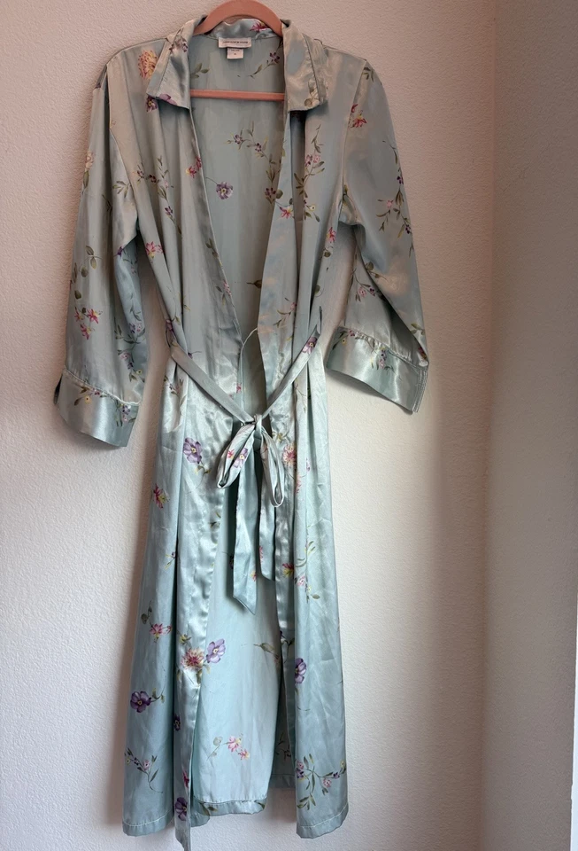 Vintage JONES NEW YORK Satin Robe  Floral Satin  - Image 1 of 4
