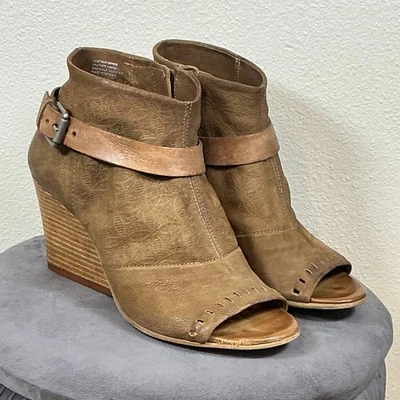 Miz Mooz Wedge Heels Peep Toe Leather Size 9 Brown Kahlo 40 - Image 1 of 4