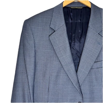 Abrigo deportivo para hombre talla 46R Savile Row azul a cuadros blazer traje chaqueta Foto 1 de 4