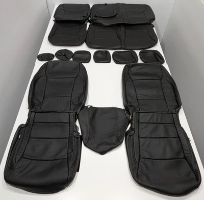 Fundas de asiento de cuero negro para Ford F-150 Super Crew Lariat 2021-2025 W94 Foto 1 de 4