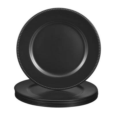 10 placas de cargador de plástico 13 pulgadas placa redonda cargador boda negro Foto 1 de 4