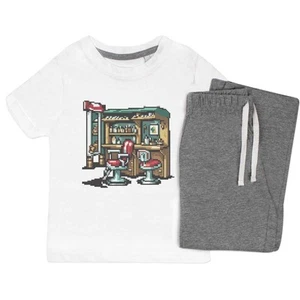 'Barber Shop Decor Pixel Art' Kids Nightwear / Pyjama Set (KP045229) - Picture 1 of 10
