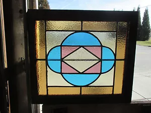 ANTIQUE AMERICAN STAINED GLASS WINDOW 24 x 21 1 OF 4 ~ ARCHITECTURAL SALVAGE ~ - Picture 1 of 8
