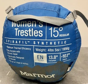Marmot Trestles Sleeping Bag - 15 Reg. - Blue/Lapis Women's up to 5’6 - Picture 1 of 5