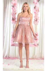Womens Dresses For Prom Homecoming Short Sweetheart Strapless A-Line Plus Size - Picture 1 of 14