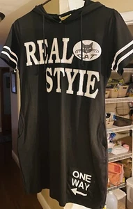 Short sleeve Tunic Graphic Hood Size L Real Style CAT - Picture 1 of 6