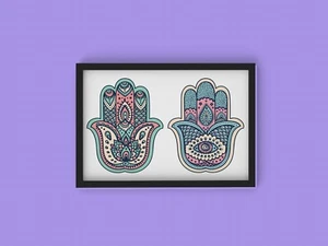 Handgezeichnete Hamsa mit ethnischen Ornamenten A4 Poster Druck Dekor Geschenk Wandbild - Bild 1 von 1