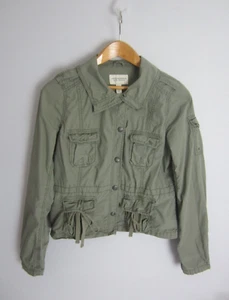Abercrombie & Fitch Womens Large Olive Green LS Cotton Short Cargo Jacket Coat - Picture 1 of 10