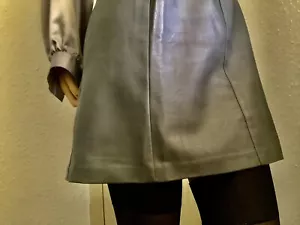 Sexy Oasis Grey Shiny Faux Leather Short Length Skirt 16 - Picture 1 of 9