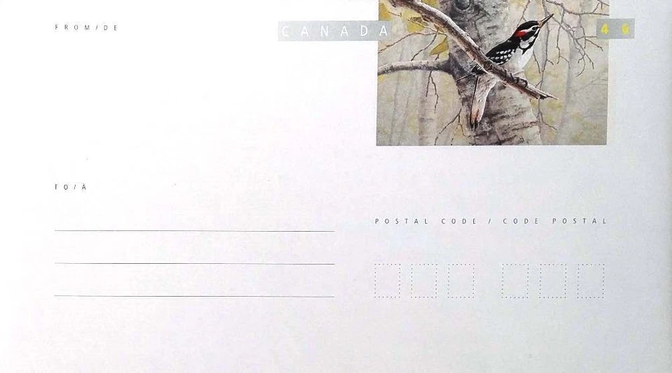 CANADA ANIMAL BIRD HAIRY WOODPECKER unused 46c pre-stamped envelope PSE 1998 - Image 1 of 1