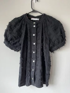 Anthropologie Corey Lynn Calter Blouse Size M / S Black Pearl Buttons USA Made - Picture 1 of 5