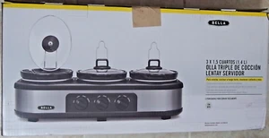 Bella - 3 x 1,5 Quart Dreifach-Schongarer - Edelstahl/Schwarz - Bild 1 von 1