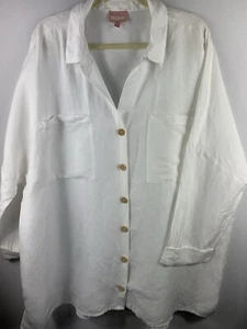 Show Me Your Mumu Women's Size XXL Johns Button Down Shirt White Linen Blend - Picture 1 of 6
