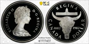 1982 Canada Regina Centennial CattleSkull Silver Proof Dollar PCGS PR69DCAM 2432 - Picture 1 of 1