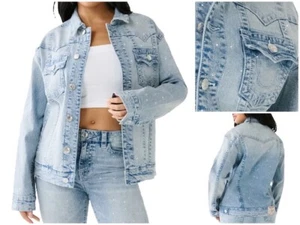 True Religion Damen Gr. XS Oversized Jeansjacke, Langarm Denim Tracker - Bild 1 von 4