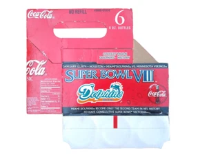 1996 COCA-COLA / MIAMI DOLPHINS Soda Bottle Six Pack Cardboard Carrier / Carton - Picture 1 of 2
