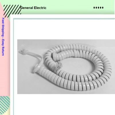 GE 12 ft. Handset Receiver Curly Coil Phone Cord for Telephone White (2 Pack) - Image 1 of 2