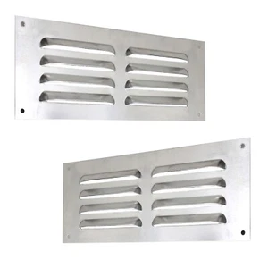 2x Aluminium Louvre Air Vent 9" x 3" Grille Wall Cover Ventilation Ducting Metal - Picture 1 of 12