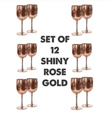 Set of 12 Moet & Chandon Shiny Rose Gold Acrylic Champagne Goblet Cup Glasses