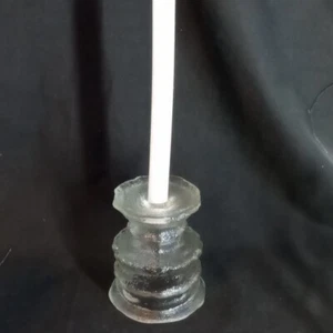 Vintage LE Smith Textured Ice Glass 3 Way Candleholder 5" Taper, Pillar, Votive - Picture 1 of 10
