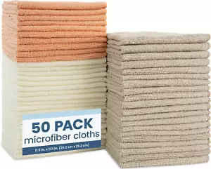 S&T INC. 50 Pack Microfiber Cleaning Cloth, Bulk Towels for Home, Reusable Micro - Picture 1 of 6