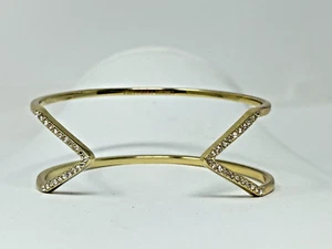 VICTORIA'S SECRET COUTURE Goldtone Clear Rhinestone V Cuff Bracelet - Picture 1 of 7