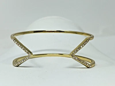 VICTORIA'S SECRET COUTURE Goldtone Clear Rhinestone V Cuff Bracelet - Image 1 of 4
