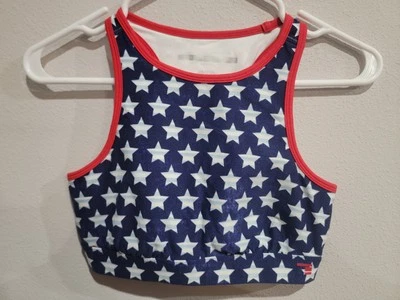 Tommy Hilfiger女式运动文胸尺寸 So Blue Patriotic美国国旗星星内衬 — 第 1/4 张图片