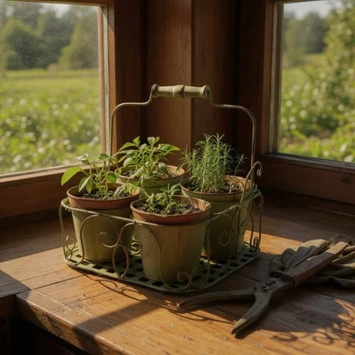 Quad 4 Pot Metal Plant Stand Flower Display Rack Shelf Indoor & Outdoor - Image 1 of 4