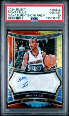 PSA 10 Monta Ellis 2024 Select Signatures #SIGELL Tie-Dye Prizm/25 Warriors Foto 1 de 2