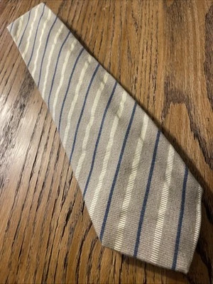 Corbata de seda y algodón Paul Stuart vintage usada en excelente estado a rayas gruesa hecha a mano en Francia Foto 1 de 4