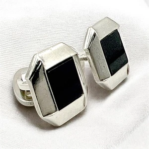 Puños cuadrados de plata Georg Jensen de ónix negro - Imagen 1 de 10