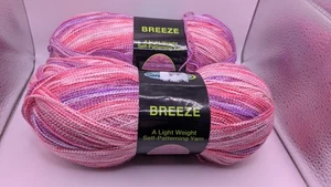 LOT OF 2 Sensations BREEZE Self Patterning Yarn Skeins Breeze Pink Purple #3213 - Picture 1 of 5