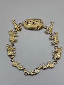 Vintage 14k 585 Gelbgold Arche Noah Tier Kette Armband 7,5" 14,4g Nachlass - Bild 1 von 10