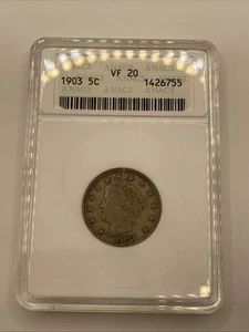 1903 Vf20 Liberty Head V Nickel Soap Box Anacs 5c - Picture 1 of 4